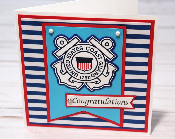 Coast Guard Card, Handmade Card, Coast Guard Retirement, Coast Guard Promotion, Coast Guard Graduation, Coast Guard Congratulations, Congrat