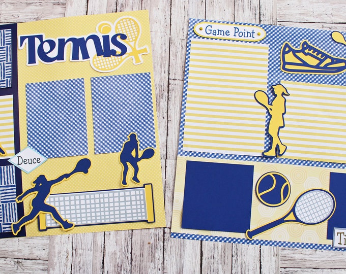 Pick Your Colors, Custom Made, Tennis Scrapbook Page Set, Premade Tennis Pages, Personalized, Team Mascot, School Spirit, High School, Club