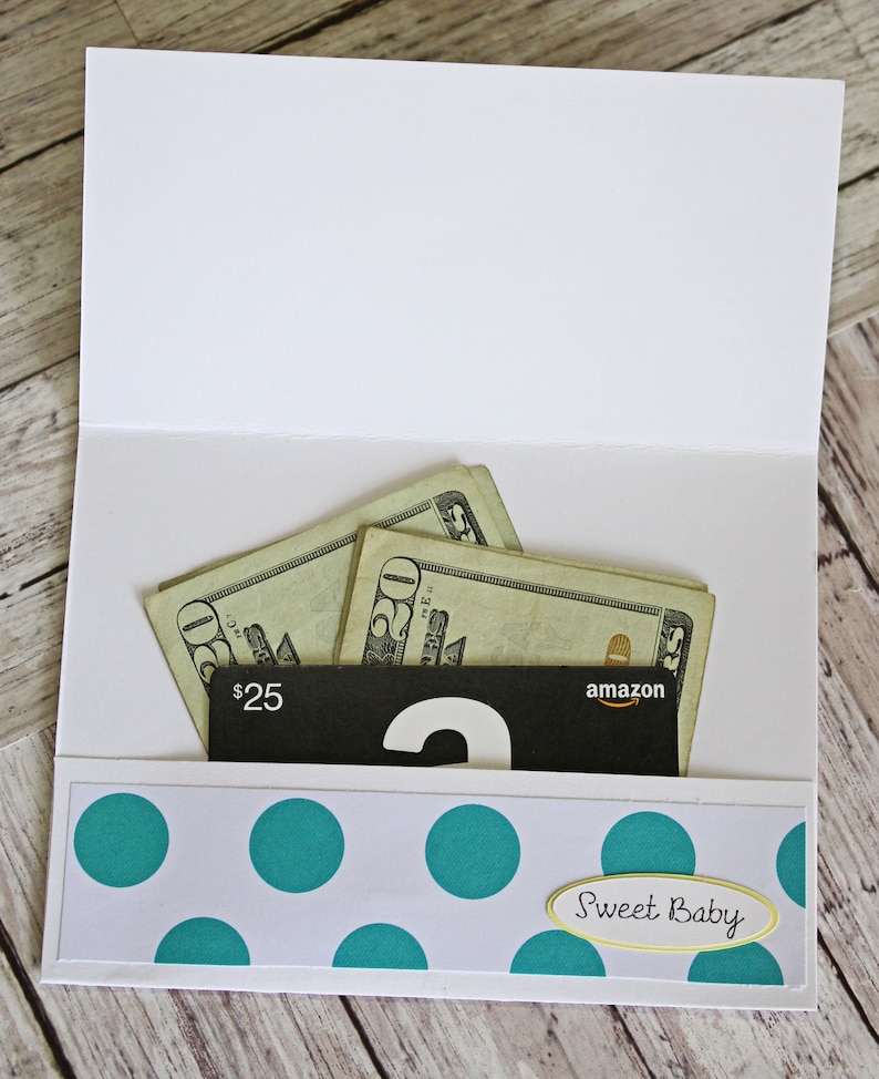 Gender Neutral Shower Gift Duckling Baby Card Baby Duck Gift Card Holder Money Card Yellow Rubber Ducky Polka Dot Baby Theme Rub a Dub