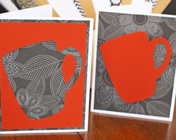 Set of 2, Coffee Cup Notecards, Coffee Cup Cards, Coffee Note Cards, Handmade Cards, Handmade Note Cards, Coffee, Cup, Cards, Blank Notecard