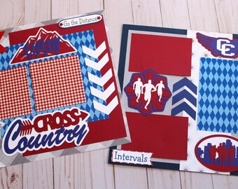 Custom Team Colors,  Cross Country Scrapbook Page Set, 12x12 Premade Pages, Scrapbooking Kit, CC Track Page Kit, Personalized Mascot Design