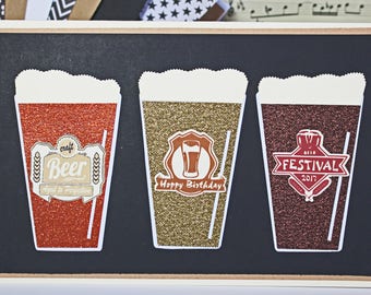 Craft Beer Birthday Card, Micro Brew Greeting, Milestone 21st Birthday, Micro-Brew Flight, IPA Indian Pale Ale, Stout Dark Ale, Lager Beer