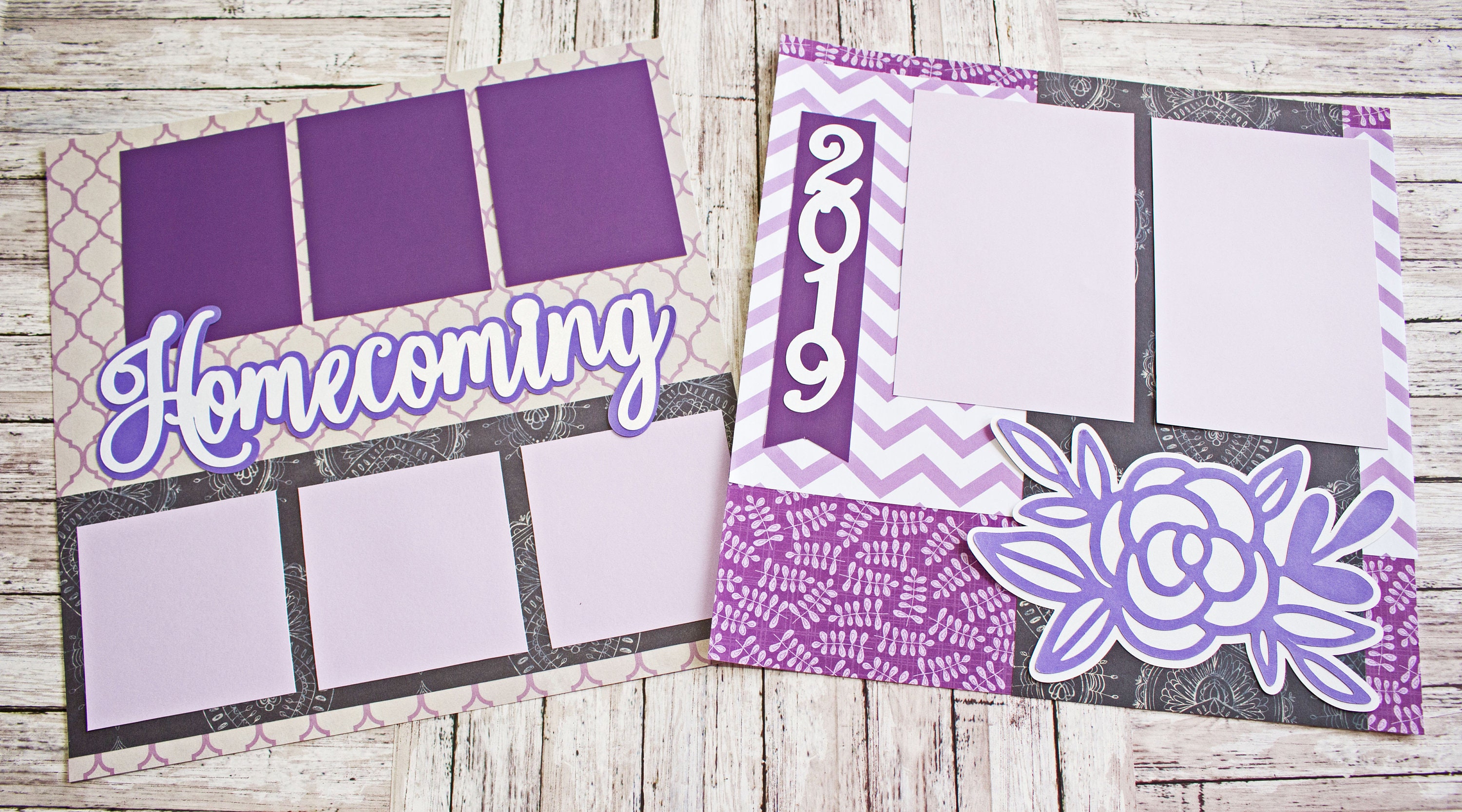 Any Year, Custom Colors, Homecoming Scrapbook Pages, Memory Scrap Book,  12x12 Premade Set, 2-page Layout, Home Coming Dance Page Set, Court 