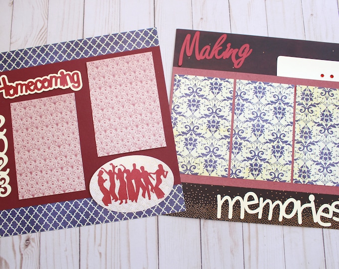 Any Year, Custom Colors, Homecoming Scrapbook Pages, 12x12 Premade Page Set, 2 Page Layout, High School Memory Book, Home Coming Dance Pages