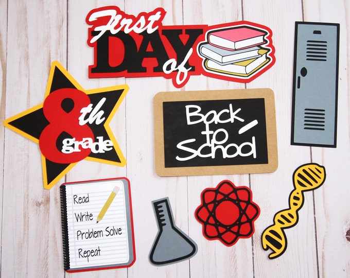 First Day of 6th 7th or 8th Grade, Back to School Diecuts, Middle School Die Cut Set, Scrapbook Embellishments, Junior High Mid-School, Teen