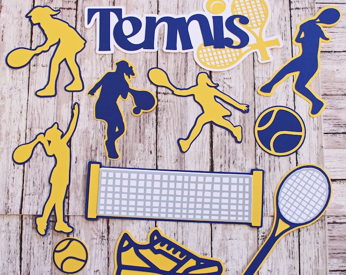 Any Color, Tennis Die Cut Set, Set of 9, Scrapbooking, High School, College Sports, Team Color, Handmade Diecuts, Tennis Club Team Memories