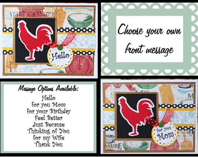 Custom, Handmade Red Hen Card, Handmade Greeting Card, Red Hen Greeting Card, Handmade Hen Card, Birthday Hen Card, Thank You Hen Card, Mom