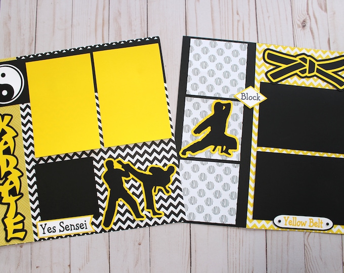 Custom Colors, Pre-made Karate Pages, 12x12 Scrapbook Page Set, Any Belt Color, Martial Arts Scrap Book, All Ages Memory Book, Gifting Ideas