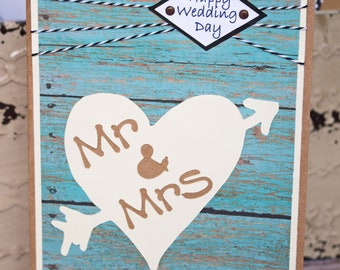 Mr & Mrs, Carved Tree, Rustic Wedding Card,  Rustic Anniversary Card, Tree Carving, Love Carved in Tree, Handmade Card, Heart and Arrow Card