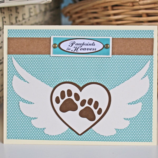 Pawprints in Heaven - Pet Bereavement Card, Sypmathy Card, Pawprints with WIngs Card, Loss of Pet, Dog, Cat, Pet Angel, Fur Baby, Loss