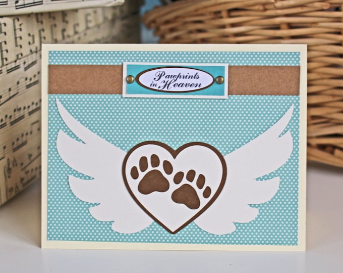 Pawprints in Heaven - Pet Bereavement Card, Sypmathy Card, Pawprints with WIngs Card, Loss of Pet, Dog, Cat, Pet Angel, Fur Baby, Loss