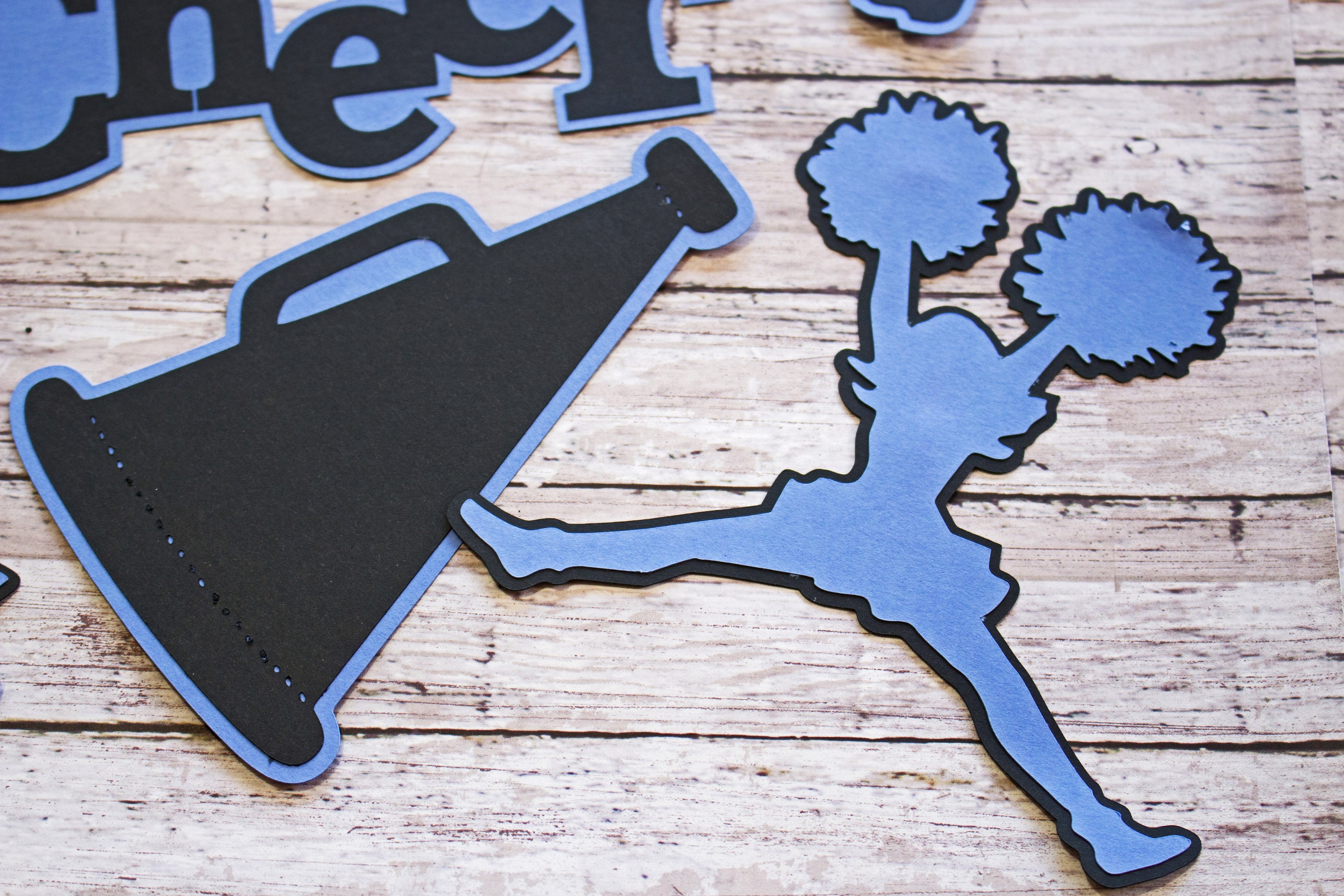 Any Color, Cheerleading Die Cut Set, Set of 7, Scrapbooking, High