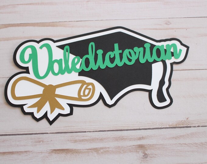 Any 3 Colors, Valedictorian Scrapbook Title, Valedictorian Die Cut, Graduation Set, Layered Diecuts, Graduation Diecuts, Personalized Decals