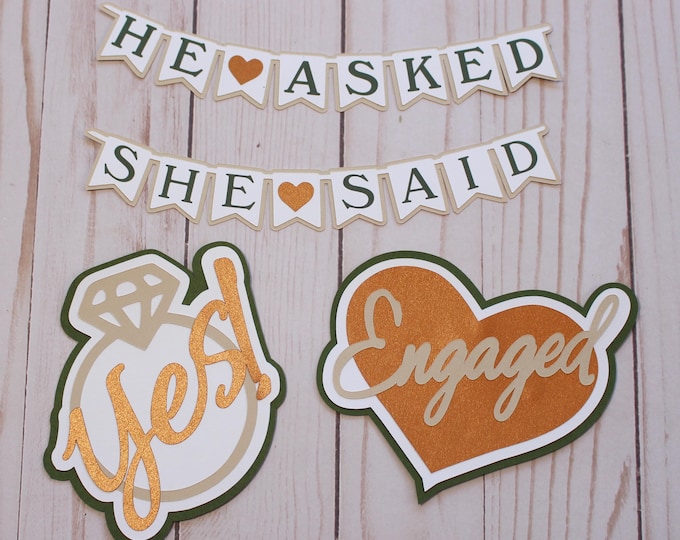 Choose Your Colors, Engagement Diecut Set, Proposal Die Cuts, Layered Cardstock Pieces, He Asked, She Said Yes, Engaged Die Cuts, Wedding