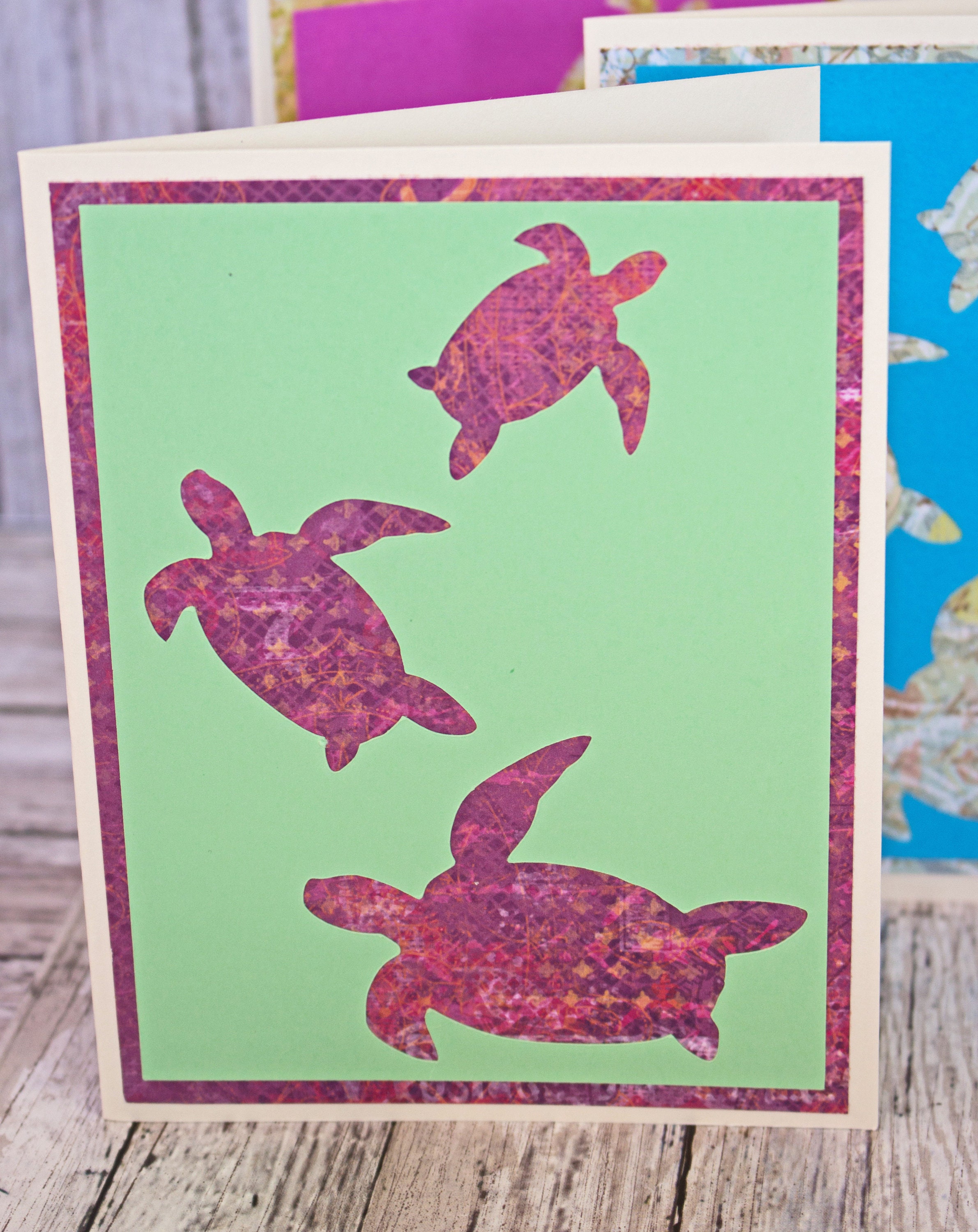 Set Of Sea Turtle Note Cards Sea Turtle Card Set Handmade Sea