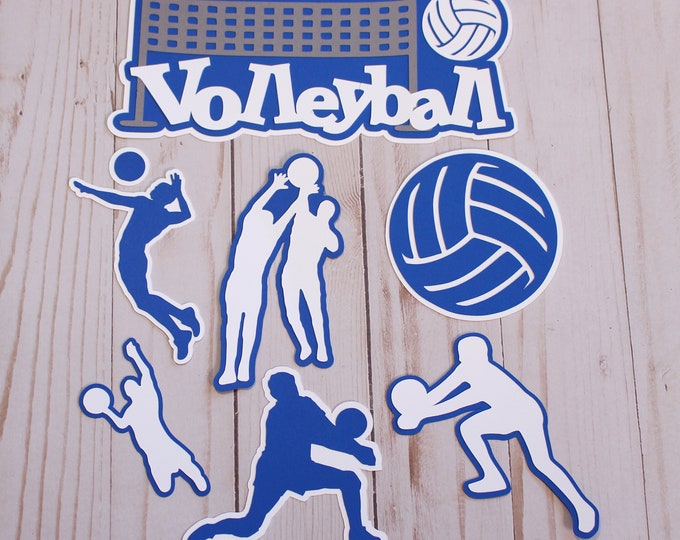Your Choice of Color, Boys and Girls Volleyball, Volleyball Die Cut, Male or Female, Volleyball Scrapbook, Custom Mascot Set, Layered Diecut