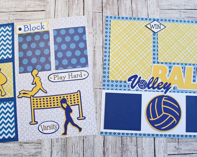 School Team Colors, Any Gender, Custom Made, Volleyball Scrapbook Page Set, Memory Book Kit, Premade Volleyball Page, Custom Mascot Design