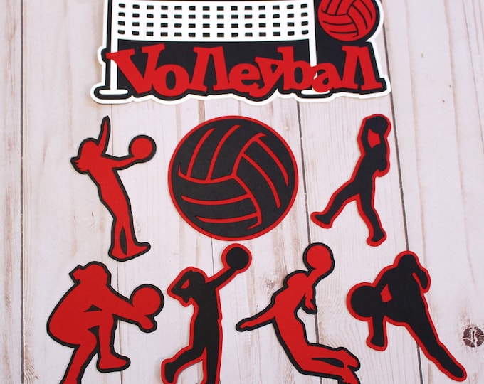 Any Color, Girls or Boys Volleyball, Volleyball Diecuts, Feminine Masculine, Scrapbooking Embellishment, Custom Team Color, Handmade Die Cut
