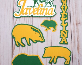 Javelina Diecut Set, Set of 6 Laser Die Cuts, Wildlife Scrapbook Decals, Javelina Scrapbooking Page Decor, Javelina Wild Life Embellishment