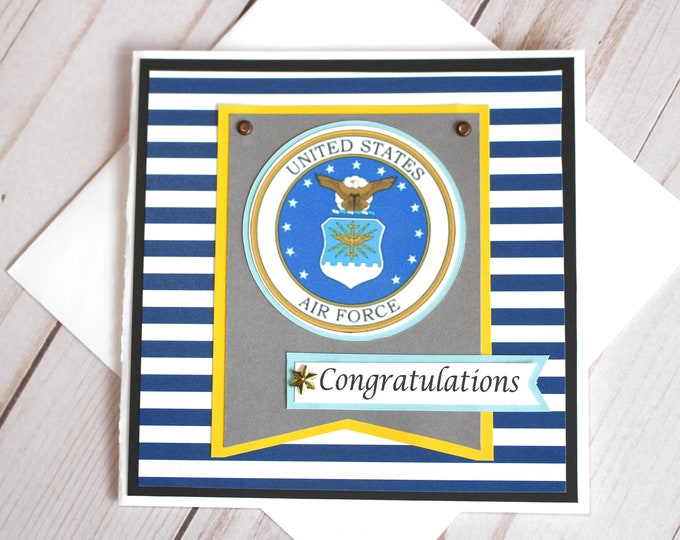 US Air Force Card, Air Force Retirement, Air Force Promotion, Air Force Graduation, Handmade Card, Air Force Card, Air Force Congrats Card