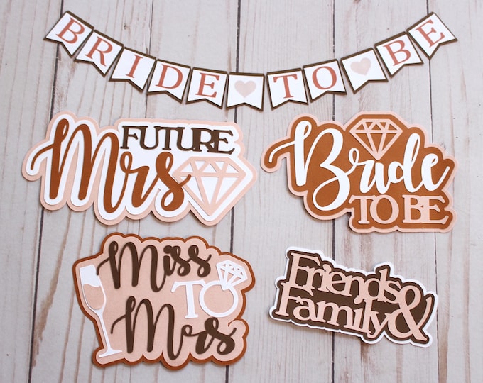 Choose Your Colors, Bridal Shower Die Cut Set, Bride to Be Diecuts, Miss to Mrs, She's Getting Married, Scrapbook Embellishments, Future Mrs