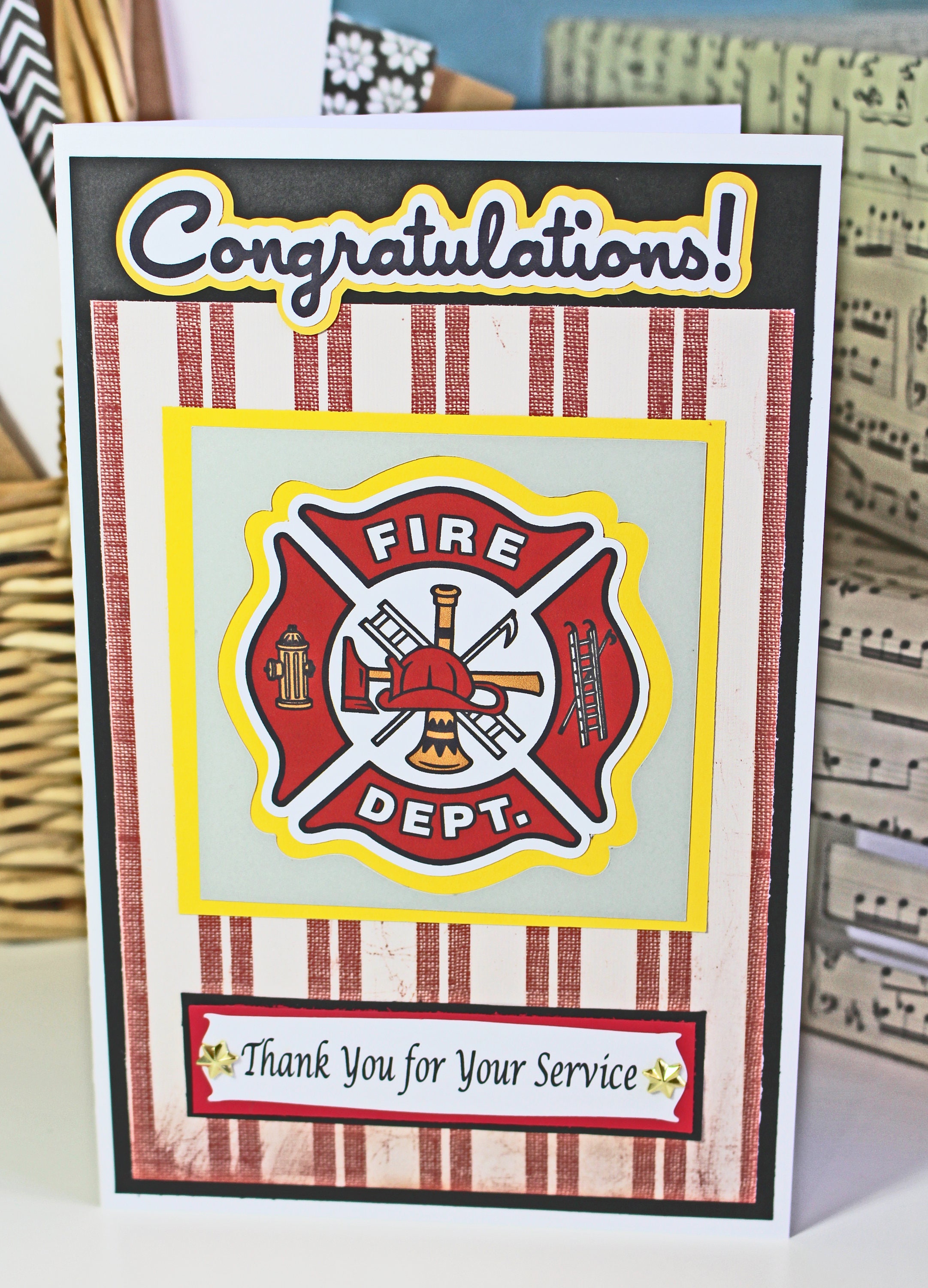 Firefighter Card Handmade Card Retirement Fireman Promotion 