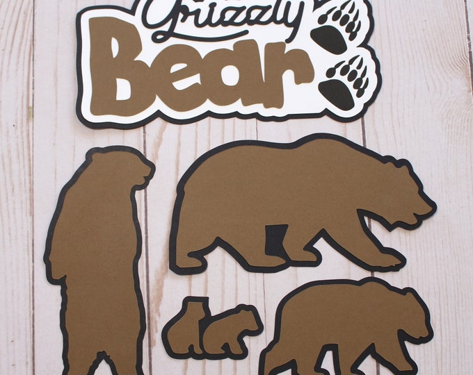 Grizzly Bear Die Cut Set, Brown Bear Diecuts, Wildlife Scrapbooks, Yellowstone Diecuts, Northern Plains Wildlife, Grizzly Bear Shaped Decals