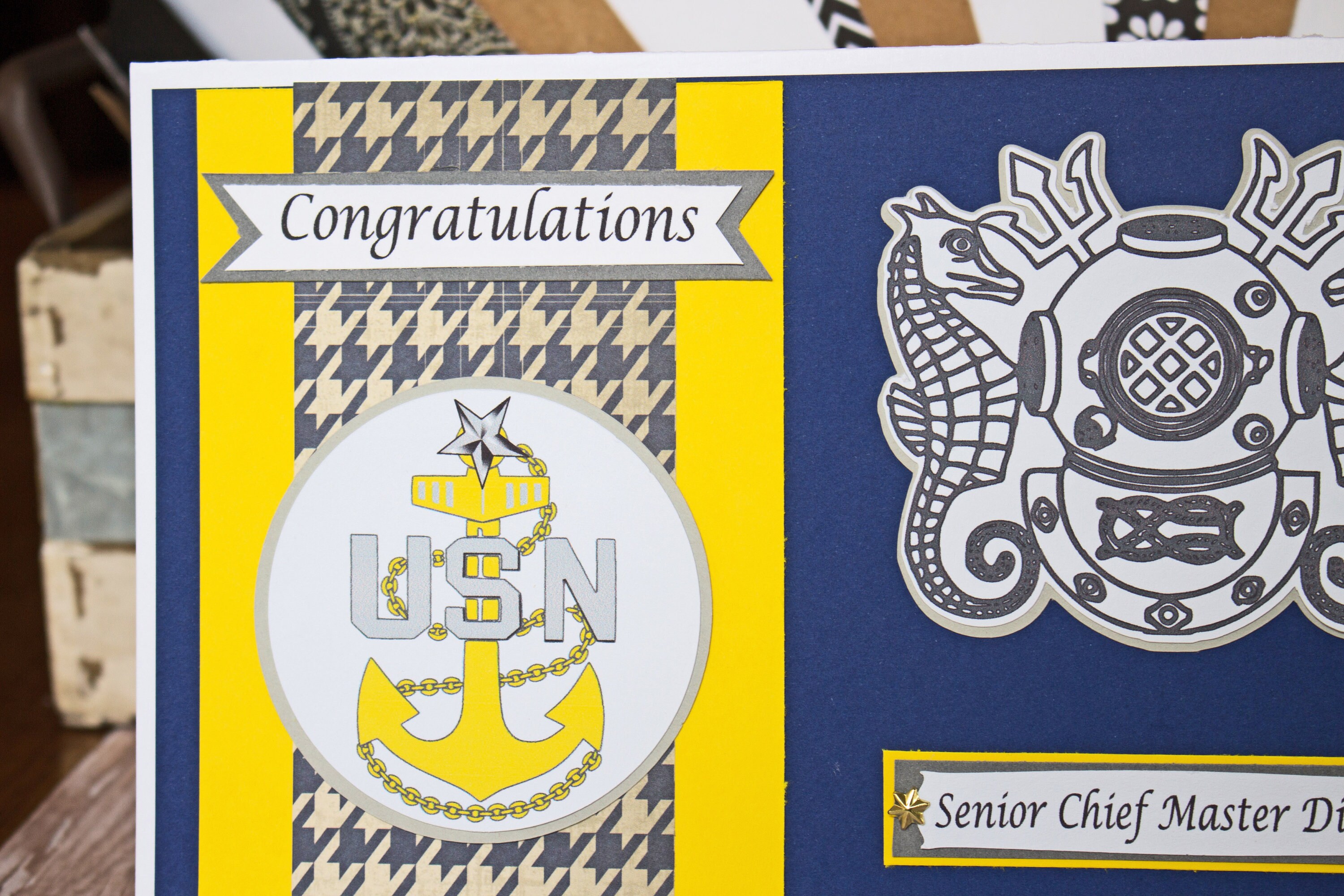 US Navy Promotion Card, Officer or Enlisted, Custom Rank Promotion, Handmade Greeting