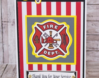 Firefighter Card, Handmade, Card, Retirement, Fireman, Promotion, Graduation, Firewoman, Congrats Card Thank You Card, Fire House, Fire Dept