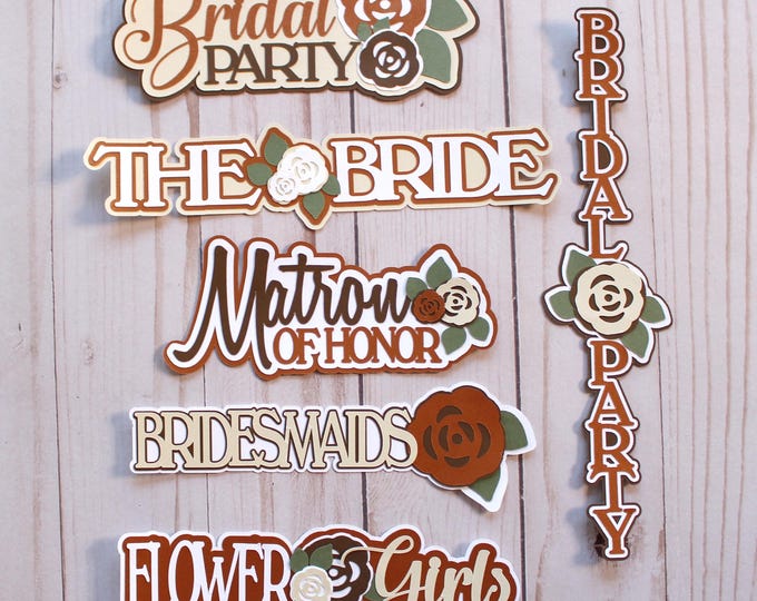 Custom Colors, Bridal Party Diecuts, Wedding Party, Bridesmaids, Matron of Honor, Flower Girls, Bridal Party Die Cuts, Cardstock Cutout
