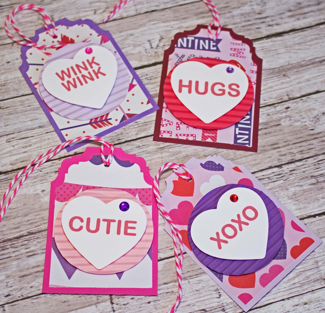 Valentine Heart Candy Set of 4 Hang Tags Valentine's Day - Etsy