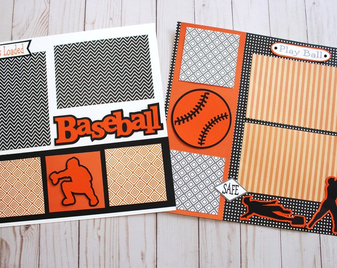 Pick Your Colors, Custom Made, Baseball Scrapbook Page Set, Premade Baseball Pages, Personalized, Team Mascot, School Spirit, High School