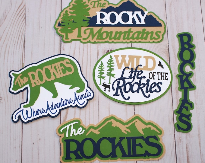 Rocky Mountain Die Cut Set, Scrapbooking Embellishments, 5 Layered Diecuts, The Rocky Mountains, The Rockies, Travel Scrapbook Decals, Park