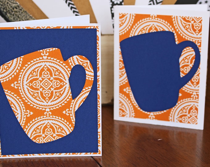 Set of 2, Coffee Cup Notecards, Coffee Cup Cards, Coffee Note Cards, Handmade Cards, Handmade Note Cards, Coffee, Cup, Cards, Blank Notecard