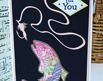 Custom Greeting, Mother's Day Card, Birthday Card, Fishing Card, Card for Her, Fly Fishing Card, Pink Fish Card, Female Card, Mom Card, Fish