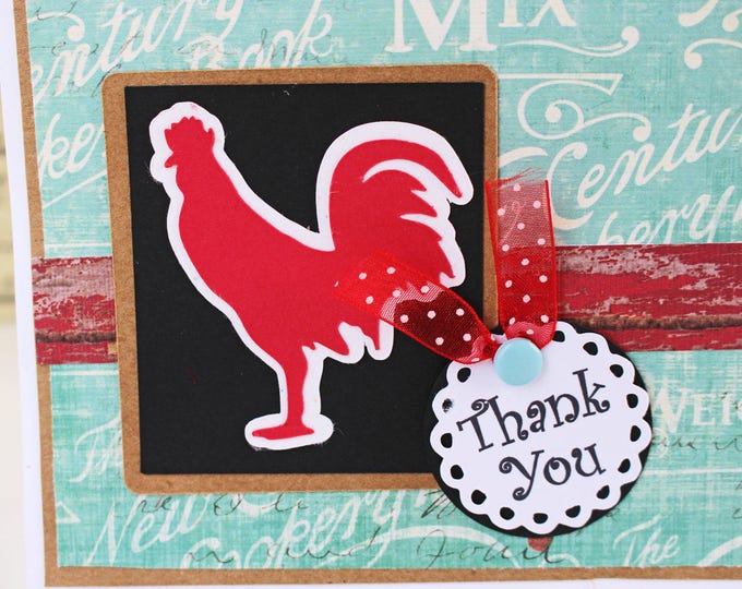 Multiple Message Options, Handmade Hen Greeting Card, Red Hen Birthday Card, Chicken Themed Thank You, Plain Note Card, Farm Chic Note Card