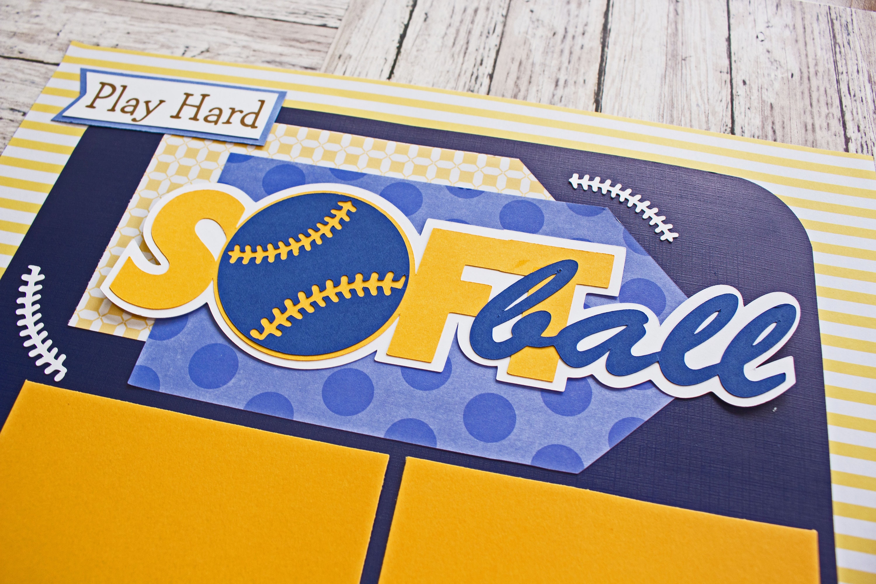 School Team Colors, Custom Made, Softball Scrapbook Page Set, Memory