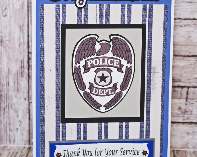 Police Officer Card, Law Enforcement Card, Handmade Card, Retirement, Police, Police Academy, Graduation, Police Dept, Congrats, Thank You