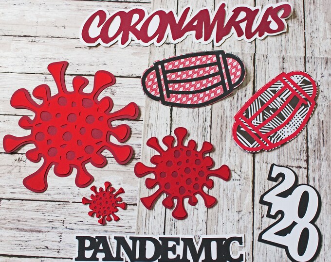 Coronavirus Die Cut Set, Handmade Diecuts, Scrapbooking Embellishment, Covid19 Quarantine, Global Pandemic, Historical Scrap Book Journaling