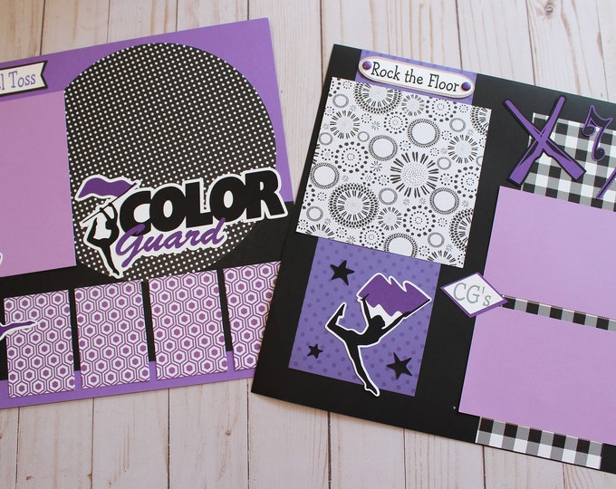 Pick Your Colors, Color Guard Scrapbook Page Set, Premade Color Guard Pages, Personalized Design, Team Spirit, High School Marching Band