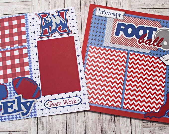 Pick Your Colors, Custom Made, Football Scrapbook Page Set, Premade Football Pages, Personalized, Team Mascot, School Spirit, High School