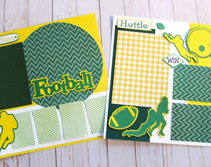 Pick Your Colors, Custom Made, Football Scrapbook Page Set, Premade Football Pages, Personalized, Team Mascot, School Spirit, High School