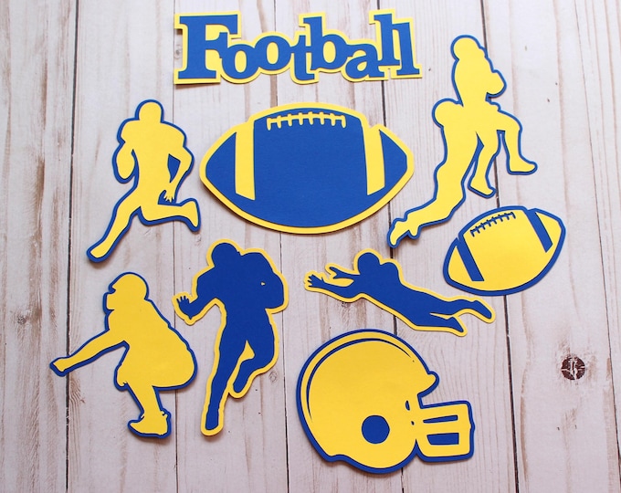Any Color, Football Die Cut Set, Set of 11, Scrapbooking, High School, College Sports, Team Color, Handmade Diecuts, Youth, Pro, Party Decor