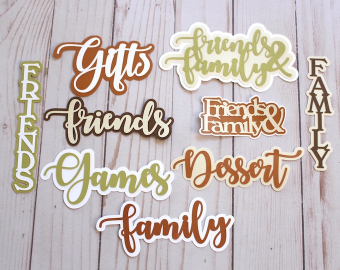 Custom Colors, Party and Shower Diecut Set, Friends and Family, Gifts and Dessert, Bridal & Baby Shower Die Cut Set, Birthday Party Diecuts