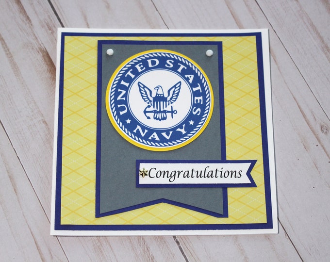 US Navy Card, Navy Retirement, Navy Promotion, Navy Graduation, Naval Academy, US Sailor, Congratulations, Congrats, Handmade Card, Anchor