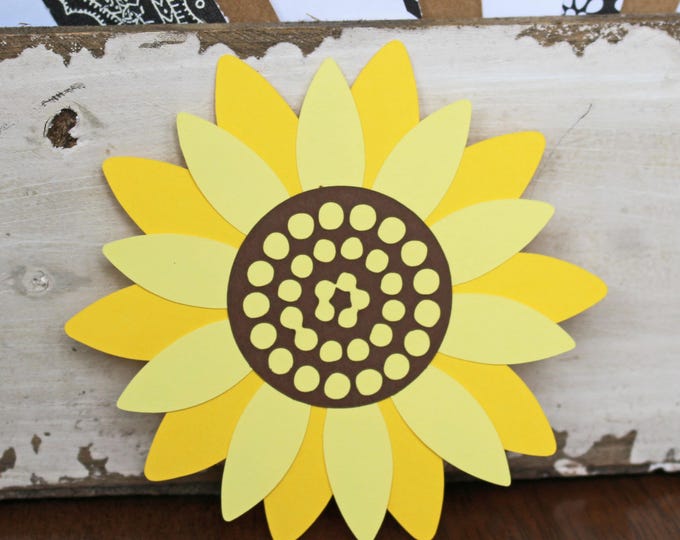 Sunflower Die Cut Set, 2 Flower Die Cuts, Summer Fall Sunflower, Handmade Embellishment, Garden Scrapbook Pages, Spring Flower Scrapbooking