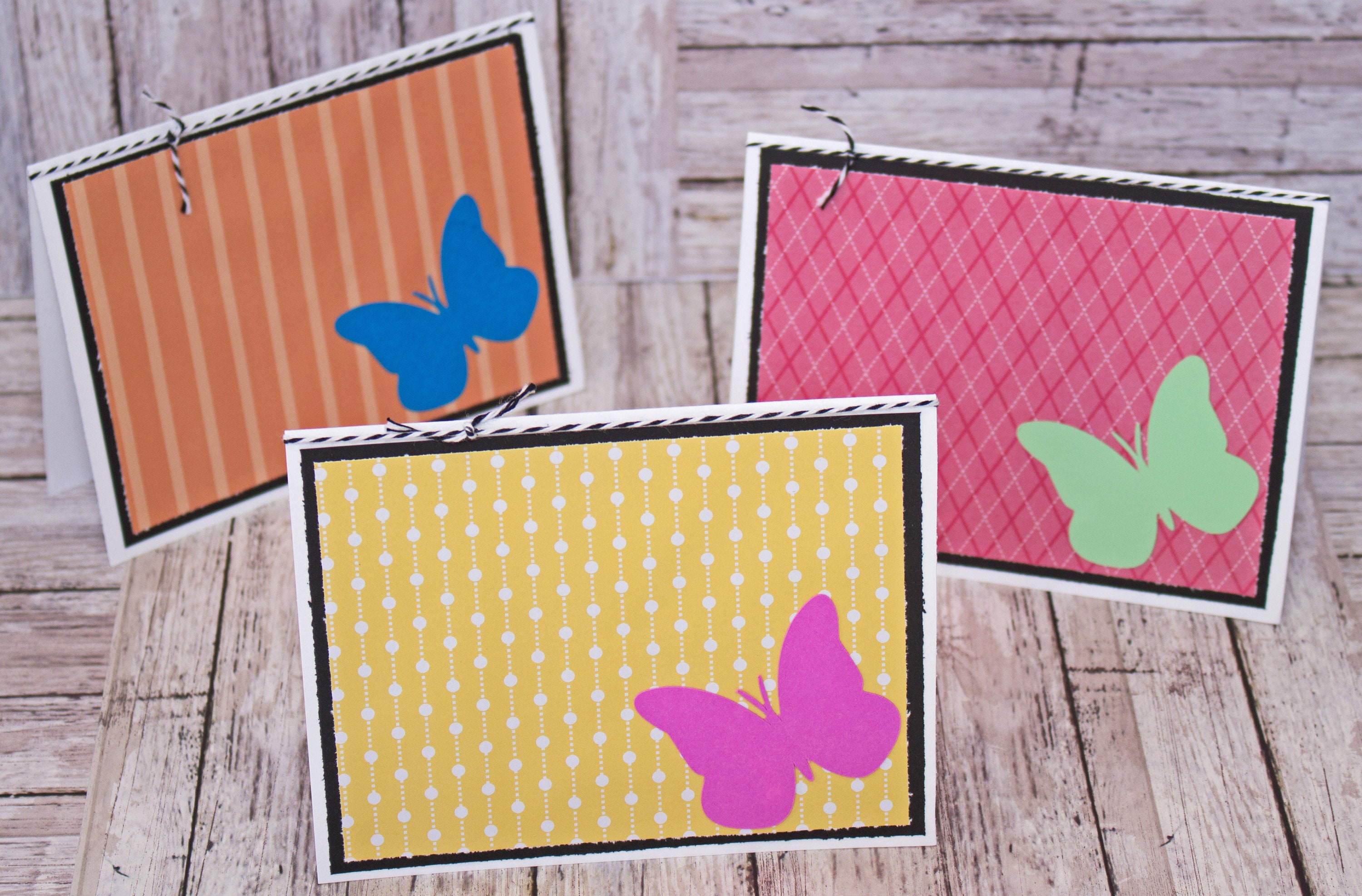 Set of 3, Butterfly Note Cards, Butterfly Gift Tags, Handmade, Note ...