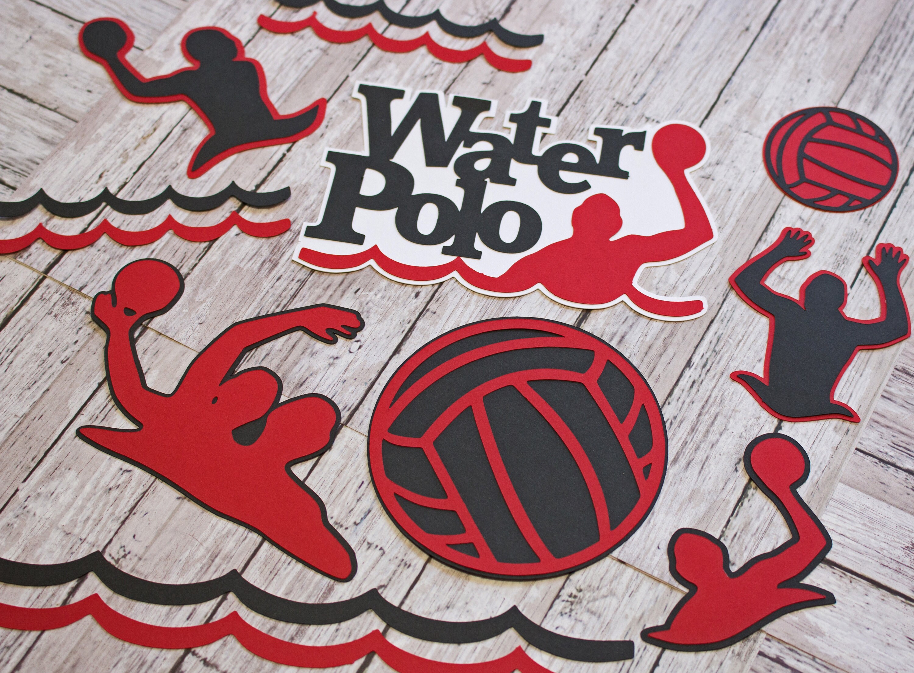 Any Color, Water Polo Die Cut Set, Set of 7, Scrapbooking, High School