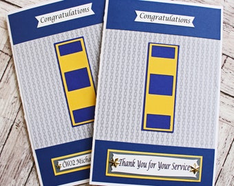 US Navy Promotion Card, Officer Warrant Officer or Enlisted, Custom Rank Promotion, Military Retirement Card, USN Navy Achievement Promotion