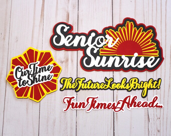Senior Sunrise, Die Cut Set, High School Scrapbook, Senior Year Embellishments, 12th Grade Memories, First Day Senior Year, Last School Year